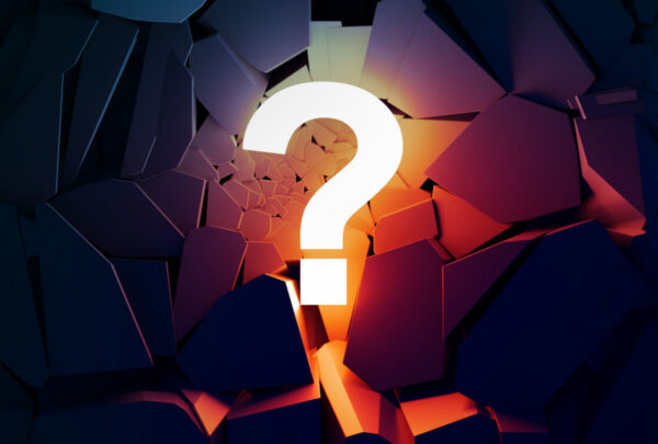 Lit question mark, ask questions, expand business concepts and thinking.