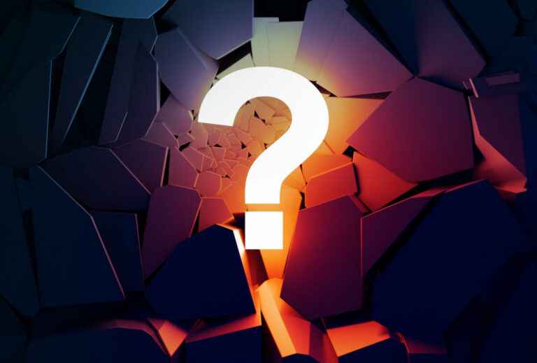 Lit question mark, ask questions, expand business concepts and thinking.