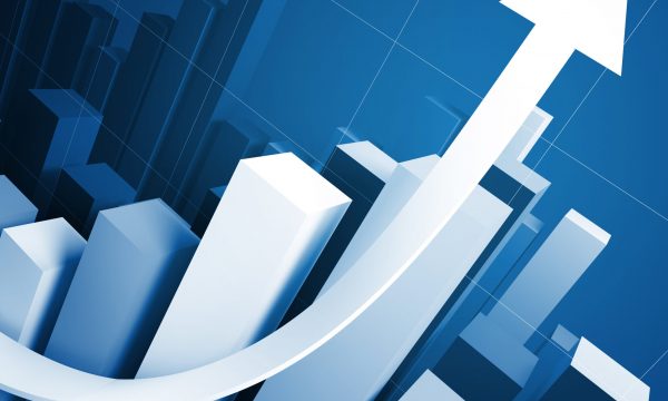 A bar graph projecting financial stability and growth.