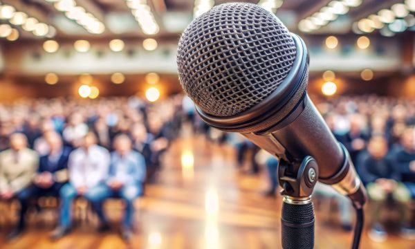 An audience waiting for a thought leader and influencer to speak.