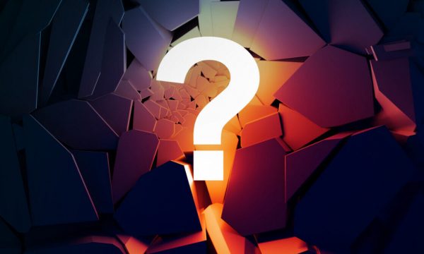 Lit question mark, ask questions, expand business concepts and thinking.