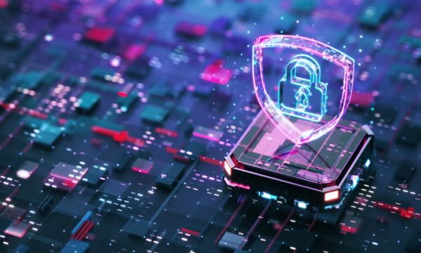 Digital security concept. Digital shield firewall for SMB protection