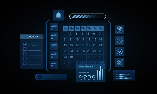 Digital futuristic content calendar