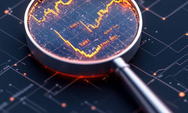 An elegant illustration of a magnifying glass examining layered search signals, symbolizing the strategic analysis behind SEO and AEO optimization.