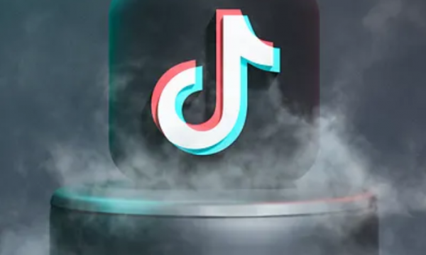 The TikTok logo on a pedestal